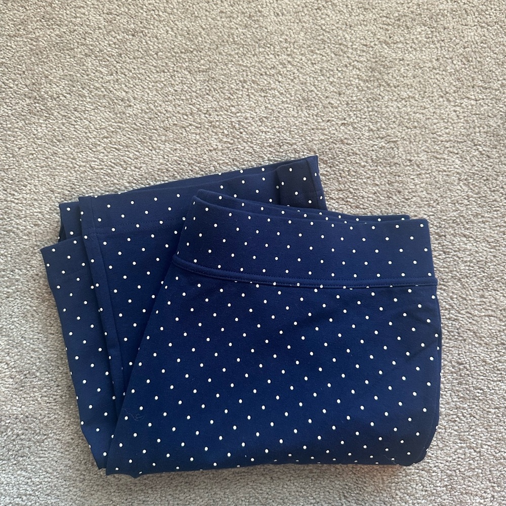 Lands' End Women's XL Navy Polka Dot Cropped Pants Casual